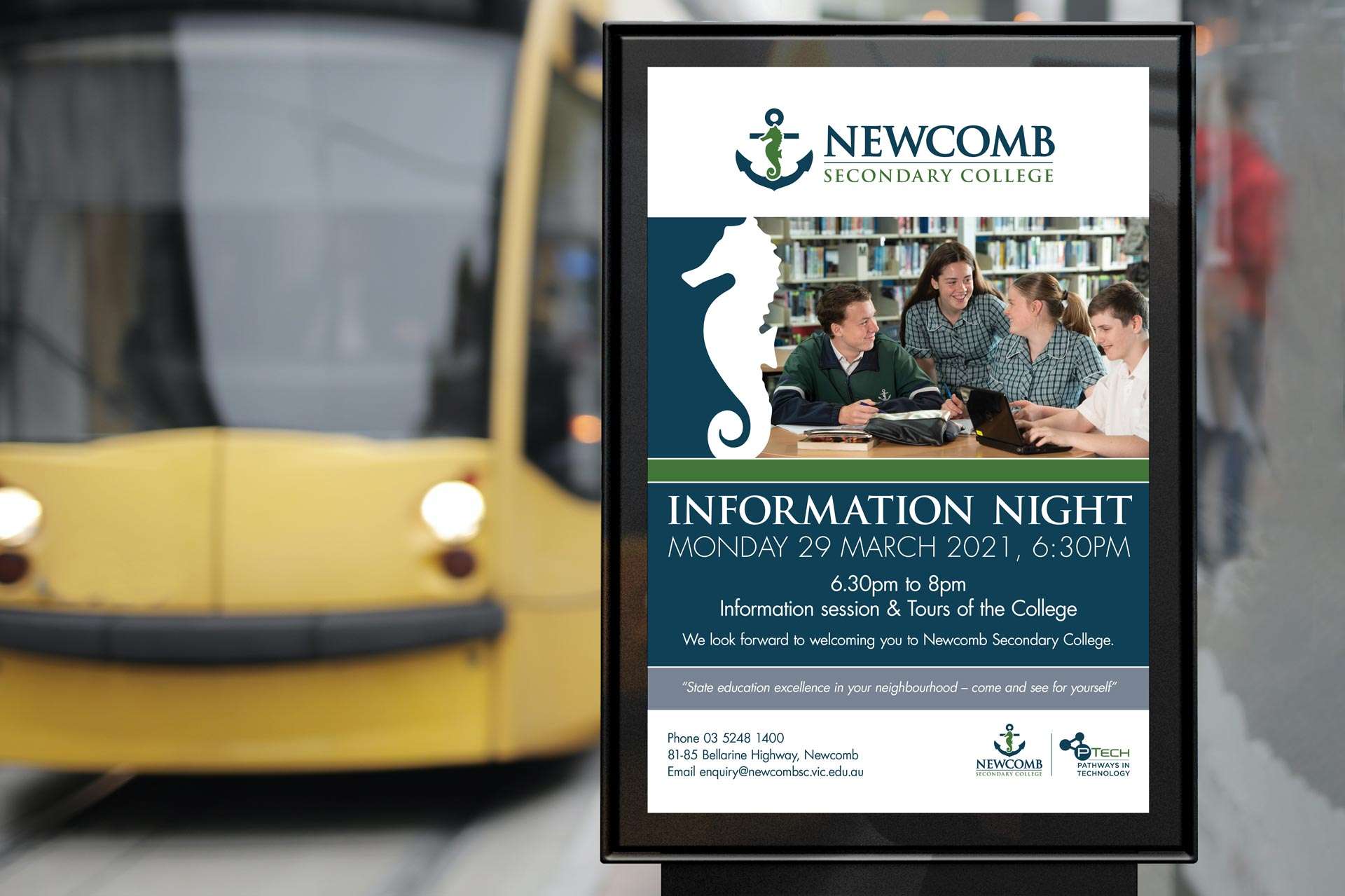 Newcomb Secondary College Open Night Billboard Poster Signage